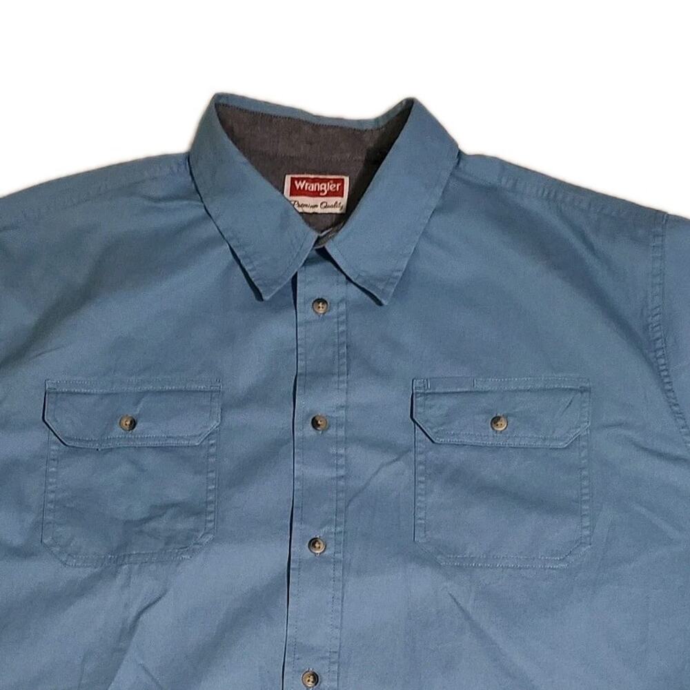 Wrangler Premium Quality Men's Short Sleeve Button Work Shirt Blue Size 2XL